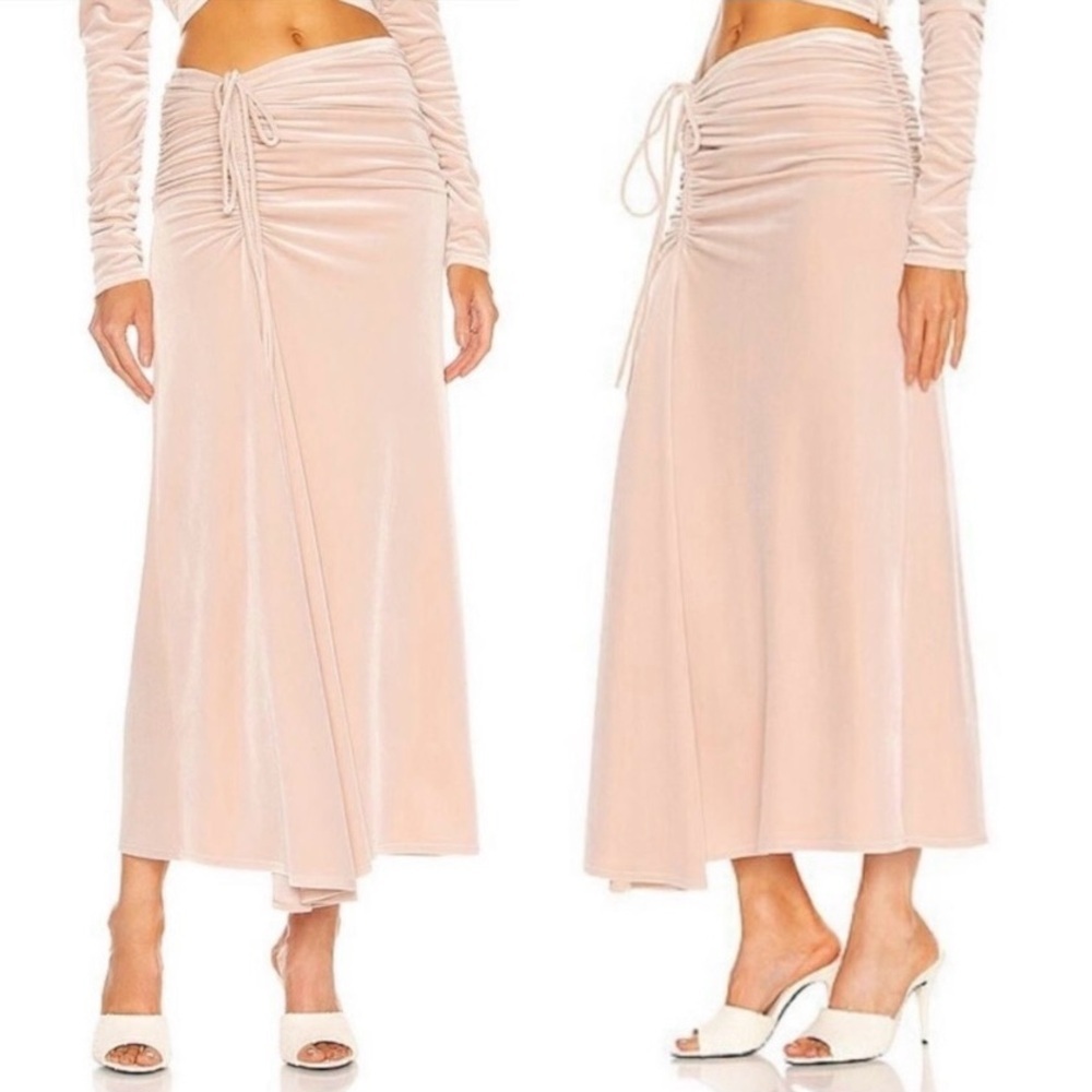 A.L.C. Velvet Orly Midi Skirt Sugarcane Ruched Cinched Waist Size 8